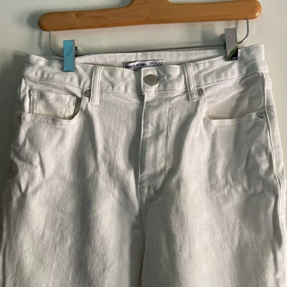 Elizabeth & James Size 6 Crop Flare Jeans in White Denim High Rise 23